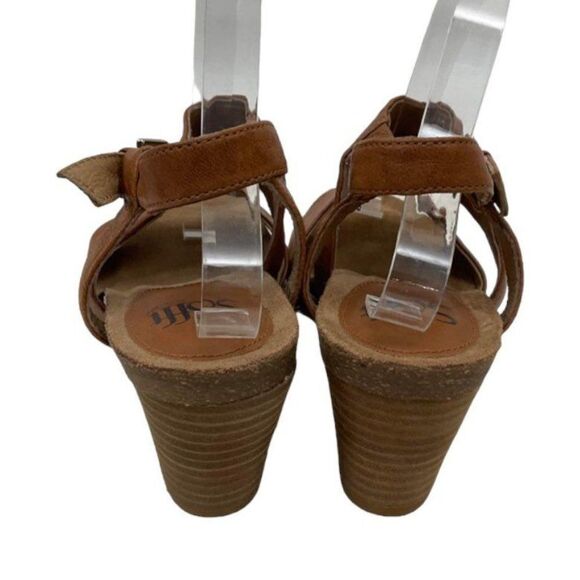 NEW Sofft Melina Size 9.5 Leather Buckle Ankle Strap Open Toe Block Heel Sandals - Picture 3 of 16